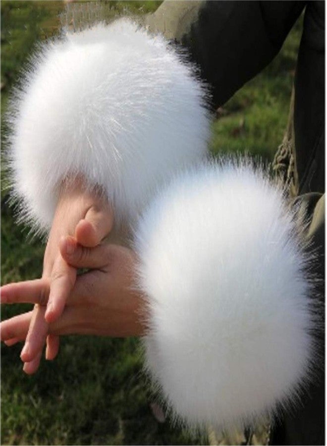 LDFWAY Faux Fur Wrist Cuffs Arm Leg Warmers Winter Boot Cuffs Warm Band Ring For Women (White A) - Image 3